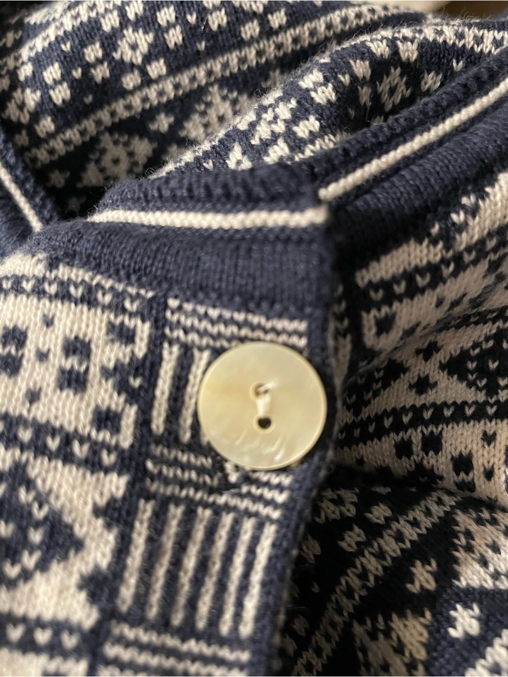 Navy Patterned Fair Isle Cardigan Jacket - Picture 10 of 11